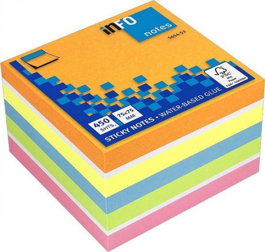 Muistilappukuutio 75x75mm värilajitelma 450kpl