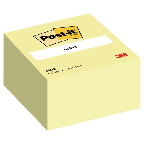 Muistilappukuutio Post-it 76x76 mm kelt
