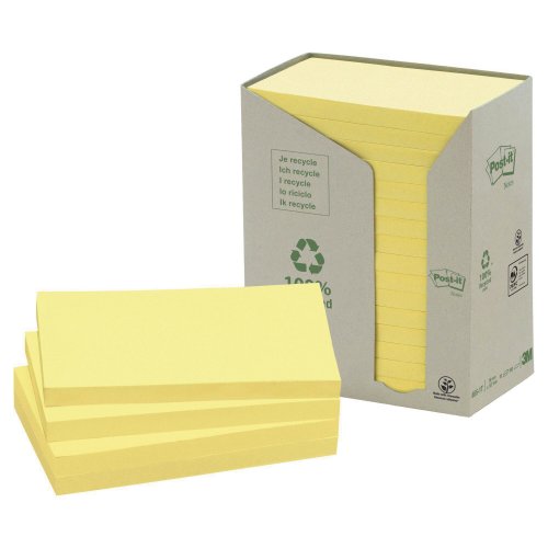 Muistilappukuutio Post-it® eko 76 x 127mm keltainen 16kpl