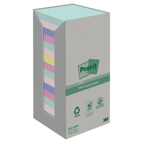 Muistilappukuutio Post-it® eko 76 x 76mm värilajitelma