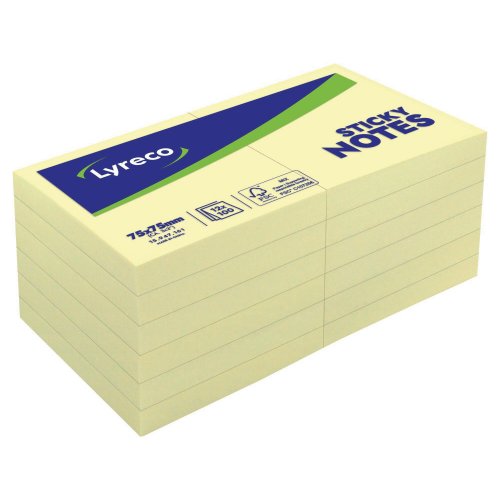 Muistilaput Lyreco 75 x 75mm keltainen 12kpl