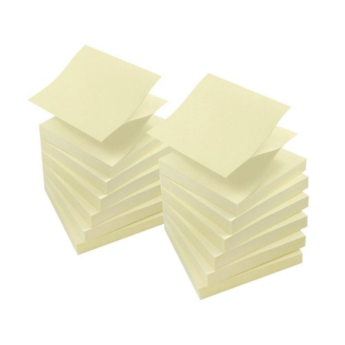 Muistilaput Lyreco premium zigzag 75 x 75 mm keltainen 1 kpl=12 nidettä