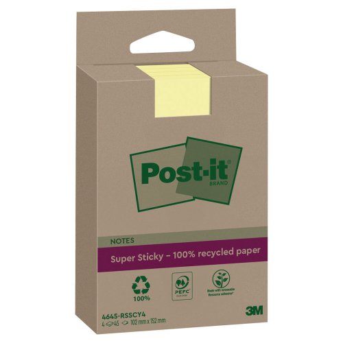 Muistilaput Post-it® super sticky xxl isot 102x152mm, keltainen 4kpl