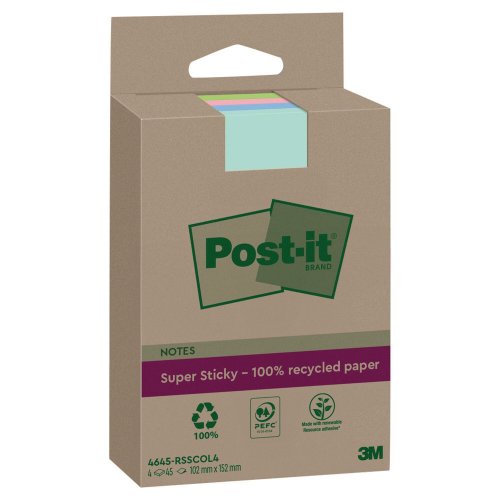 Muistilaput Post-it® super sticky xxl isot 102x152mm, värilajit 4kpl