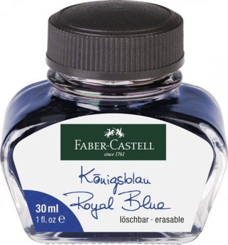 Mustepullo Faber-Castell sininen, 30 ml lasipullossa, kumitettavissa