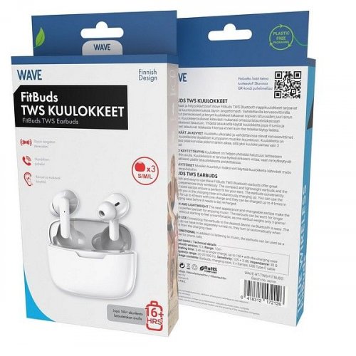 Nappikuulokkeet Wave Fitbuds TWS bluetooth 5.3 valkoinen