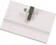 Nimilappupidike 57x90 mm neula/klipsi kirkas muovi