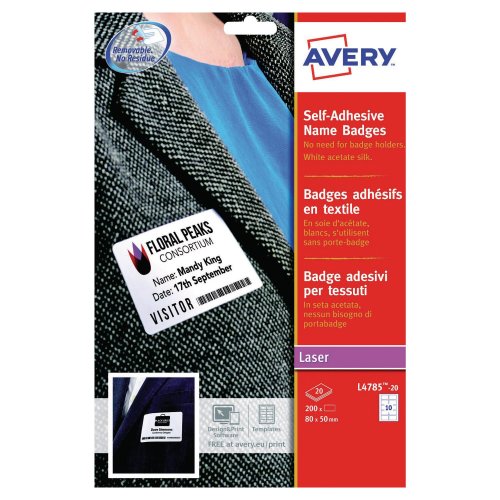 Nimitarra Avery l4785 vaatteeseen 80 x 50mm valkoinen 200kpl