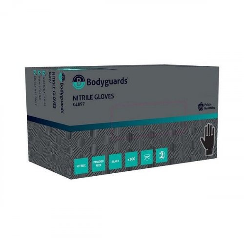 Nitriilikäsine Bodyguards GL897 8/M musta puuteriton 100kpl