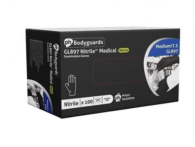 Nitriilikäsine Bodyguards GL897 7/Small musta nitriilikäsine 100kpl