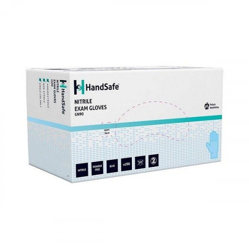 Nitriilikäsine HandSafe GN90 7/S sininen puuteriton 200kpl