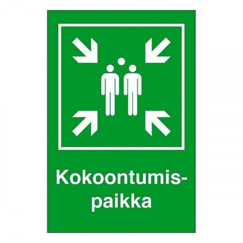 Opastekilpi kokoontumispaikka 200x300mm alumiinia