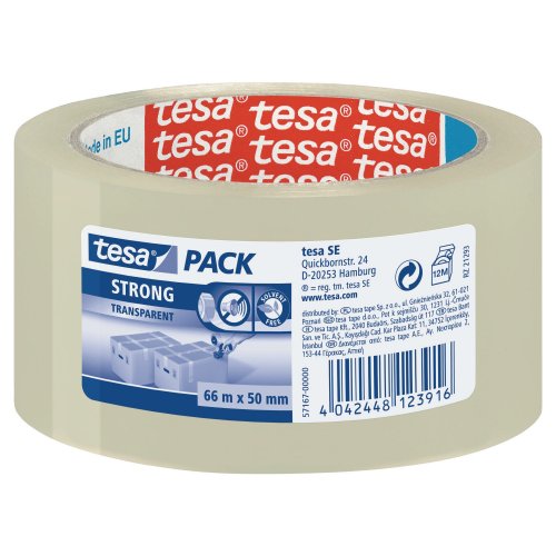 Pakkausteippi Tesa® 4024 pp 50mm x 66m läpinäkyvä akryyli