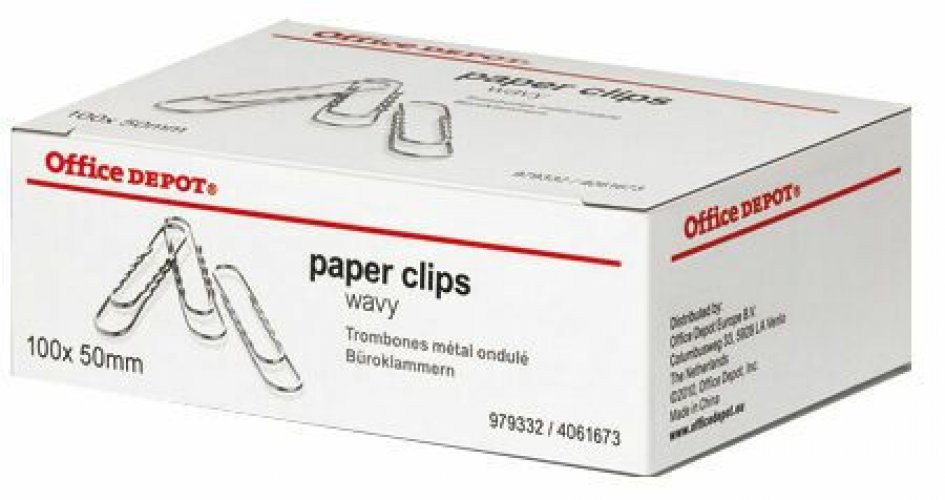 Paperiliitin 50 mm Office Depot kuparoitu wavy 100 kpl/ras 