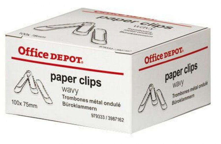 Paperiliitin 75 mm Office Depot kuparoitu wavy 100 kpl/ras 