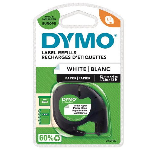 Paperiteippi Dymo letratag s0721520 12mm