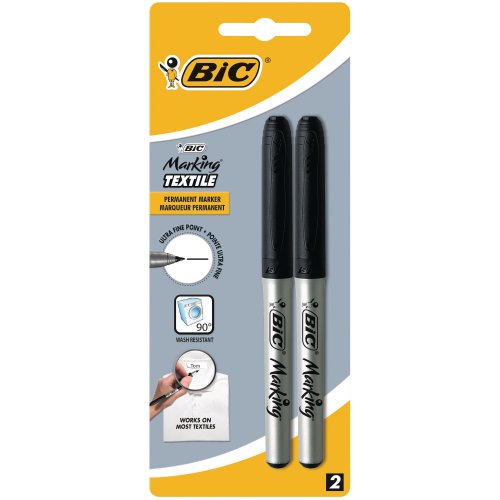 Pesulakynä Bic tekstiili-/ musta 2kpl
