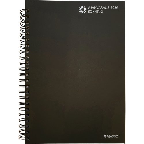 Pöytäkalenteri Ajasto Ajanvaraus 2026 parikierresidottu harmaa 210 x 297mm