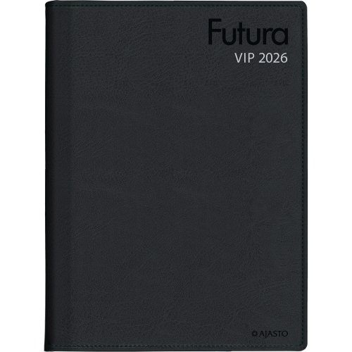 Pöytäkalenteri Ajasto Futura VIP 2026 musta 210 x 297mm