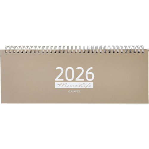 Pöytäkalenteri Ajasto Memo Life 2026 beige 297 x 105 mm