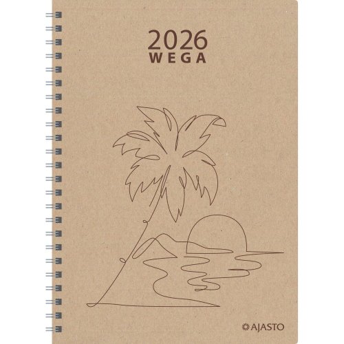 Pöytäkalenteri Ajasto Wega Eko 2026 beige 148 x 210mm