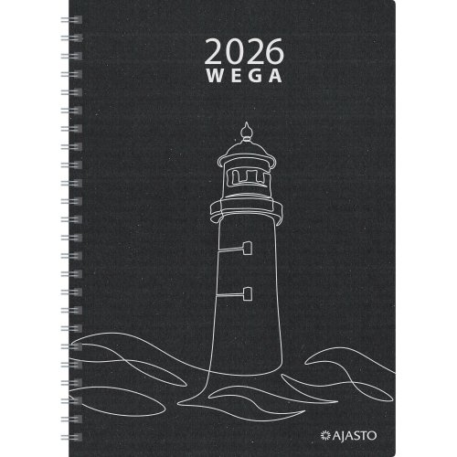 Pöytäkalenteri Ajasto Wega Eko 2026 musta 148 x 210mm