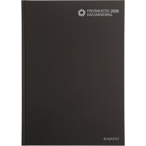 Pöytäkalenteri Päivämuistio Ajasto 2026 sidottu tummanharmaa 210 x 297mm