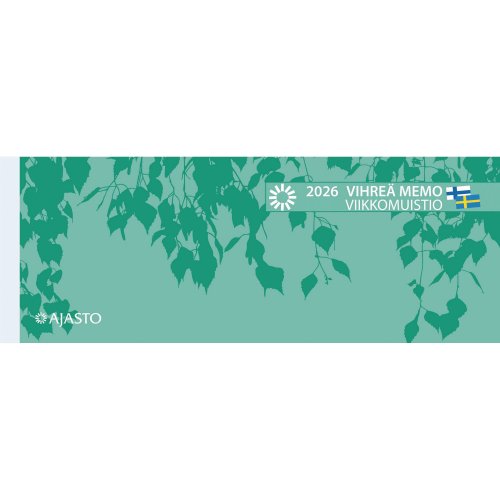 Pöytäkalenteri Viikkomuistio Ajasto Vihreä Memo 2026 255 x 95mm