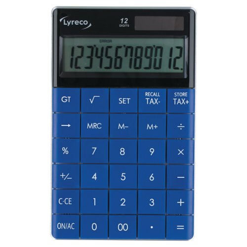 Pöytälaskin Lyreco 12 numeron näyttö sininen