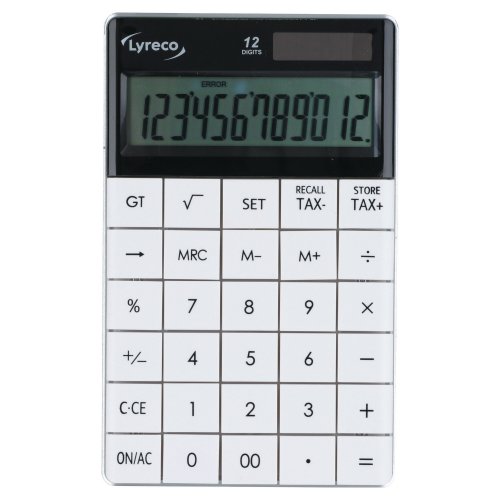 Pöytälaskin Lyreco 12 numeron näyttö valkoinen