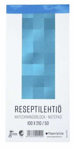 Reseptilehtiö 100x210mm 50 lehteä blanco