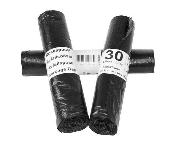 Roskapussi Eco HDPE 30L musta 500x700mm 9mic