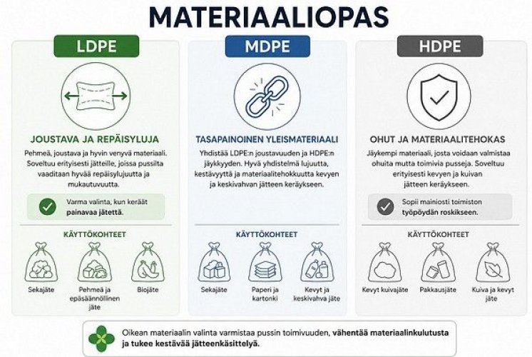 Roskapussi Eco LDPE 20L musta 420x500mm 12mic