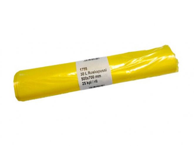 Roskapussi LDPE keltainen 30L 500x700mm 25mic
