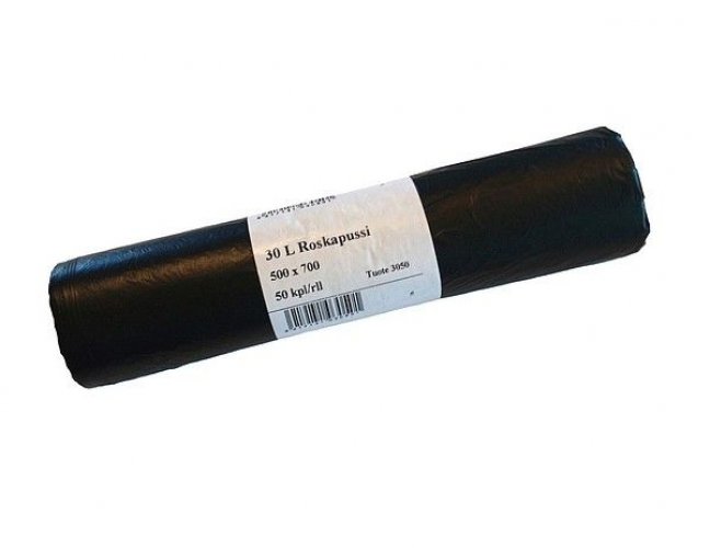 Roskapussi Premium LDPE 30L musta 500x700mm 12mic
