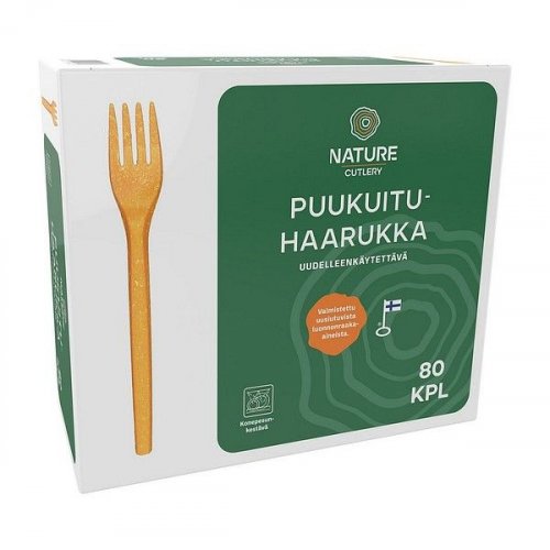Ruokahaarukka Nature Line puukuitu 17cm uudelleenkäytettävä