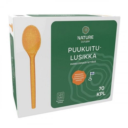 Ruokalusikka Nature Line puukuitu 17cm uudelleenkäytettävä