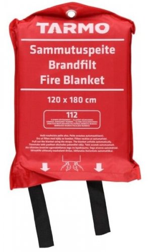 550353 Sammutuspeite 120x180cm on laadukas palojen tukahduttamiseen tarkoitettu lasikuituinen sammutuspeite kirkkaanpunaisella likaa ja vettä hylkivällä suojapussilla. Katso muitakin sammutustarvikkeita verkkokaupastamme.