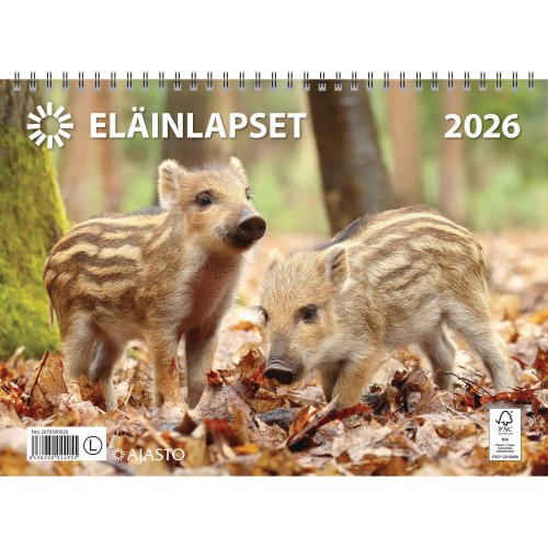 Seinäkalenteri Ajasto Eläinlapset 2026 290 x 420mm