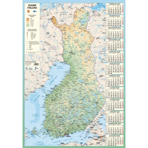 Seinäkalenteri Ajasto Karttakalenteri 2026 590 x 850mm