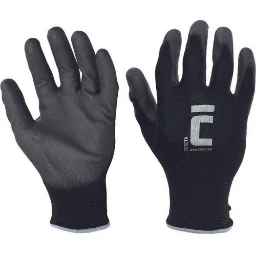Sereta Nylon-käsine 9/L PU-pinnoite musta