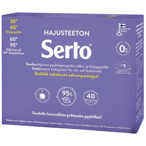 Serto hajusteeton soodapohjainen pyykinpesujauhetiiviste 1350g