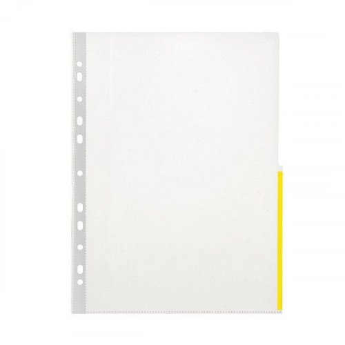 Signaalitasku A4 105mic keltainen väriraita/kirkas PP 100kpl