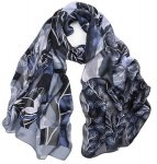 Silkkihuivi Harmaa Marja Kurki Kukkaterapiaa Koko 55x180 cm