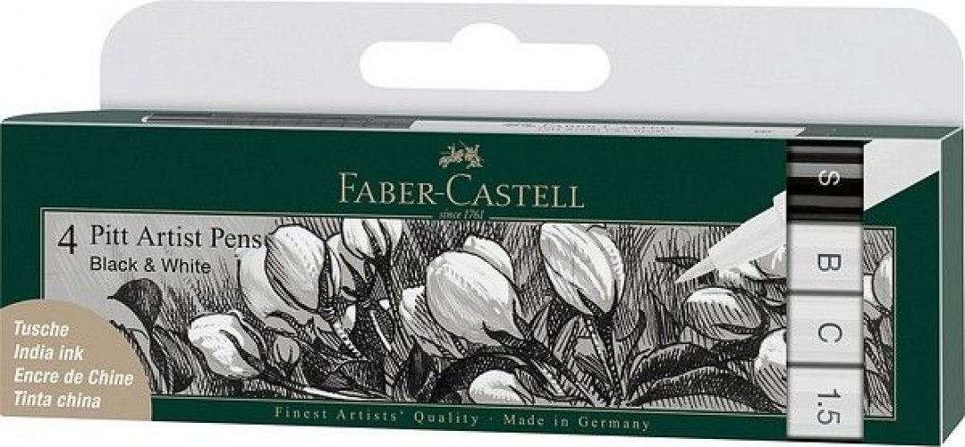 Sivellinkynä Faber-Castell Pitt musta-valkoinen 4 kynää