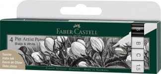 Sivellinkynä Faber-Castell Pitt musta-valkoinen 4 kynää