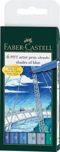 Sivellinkynäsarja Faber-Castell Pitt Blue tones, 6 väriä/srj