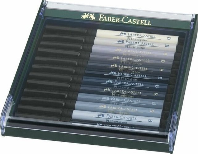Sivellinkynäsarja Faber-Castell Pitt harmaa 12 sävyä