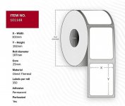 Suoralämpötarra 102mmx192 350 tarraa / rulla. 18 rullaa/ltk.