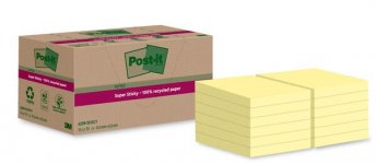 Super Sticky eko 100% kierrätetty 47,6x47,6mm keltainen 12x70kpl